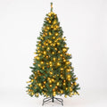 Legooin 6FT Pre-Lit Artificial Christmas Tree with Remote Control, Classic Shape, Hinged Assembly, 800 PVC Branch Tips, 300 Warm White Lights, Green
