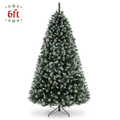 Legooin 6FT Unlit Artificial Christmas Tree with Pine Cones, 800 PVC Branch Tips Hinged Tree with Metal Stand for Indoor Outdoor Christmas Decor