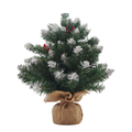 Legooin 2FT Pre-Lit Potted Tree with Pinecones Berries Tabletop Small Artificial Christmas Tree, 120 PVC Branch Tips, 30 Warm White Battery-Operated Lights, Green