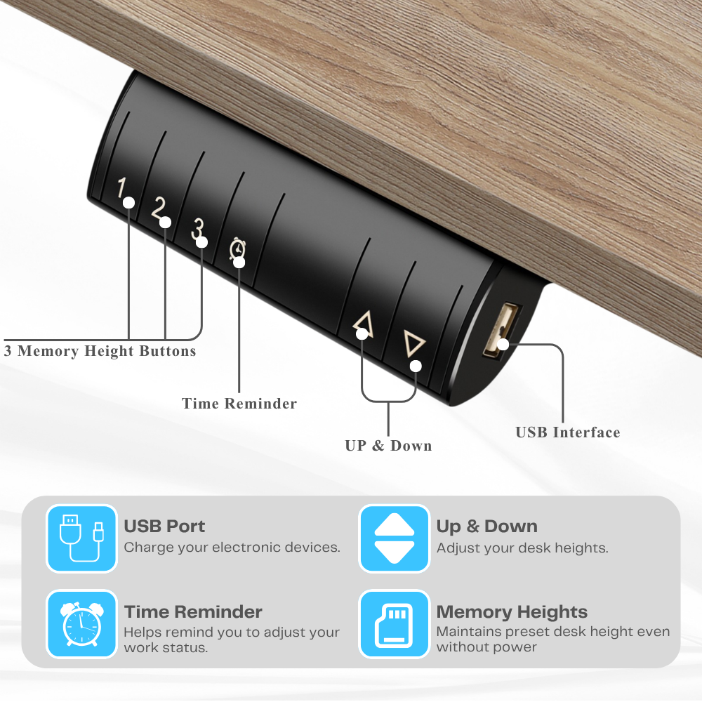 Legooin 70"W Extra Wide Sit-Stand Desk Mobile Gaming Table with USB Port for Home Office, Oak
