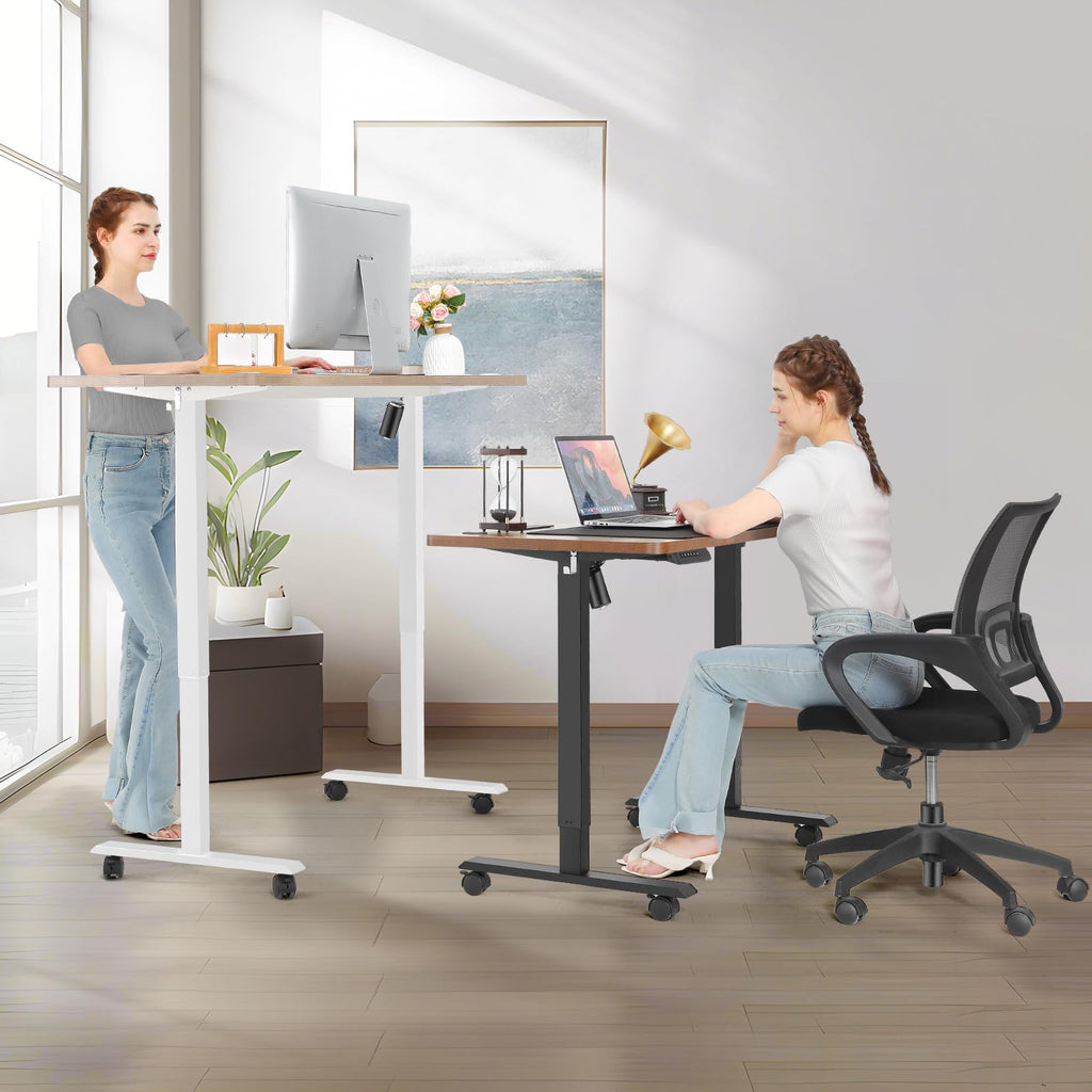 Legooin 70x27 inch Sit Stand Desk Rolling Standing Desk with Power Strip Height Adjustable Office Table Mobile Workstation for Home Office, Oak