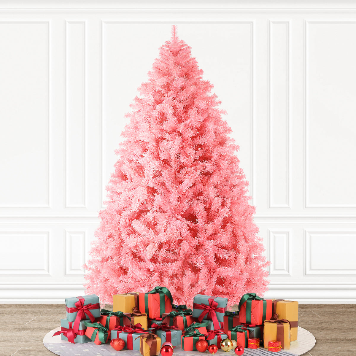 Legooin 6ft Unlit Pink Artificial Christmas Tree Hinged Tree with 800 PVC Branch Tips, Unique Christmas Holiday Decor Pink Party