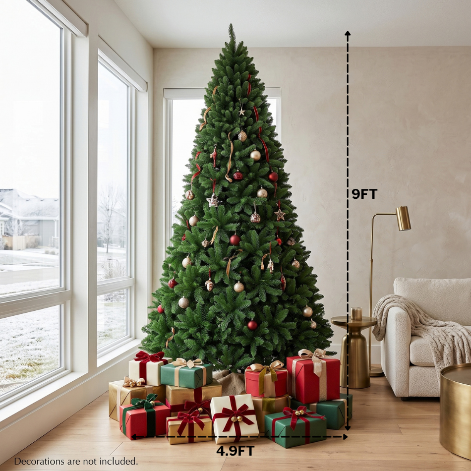 Legooin 9FT Pre-Lit Christmas Tree Artificial Tree with 2300 Branch Tips 600 Multicolor Lights Remote Control Realistic Xmas Tree for Indoor and Outdoor Décor, Green