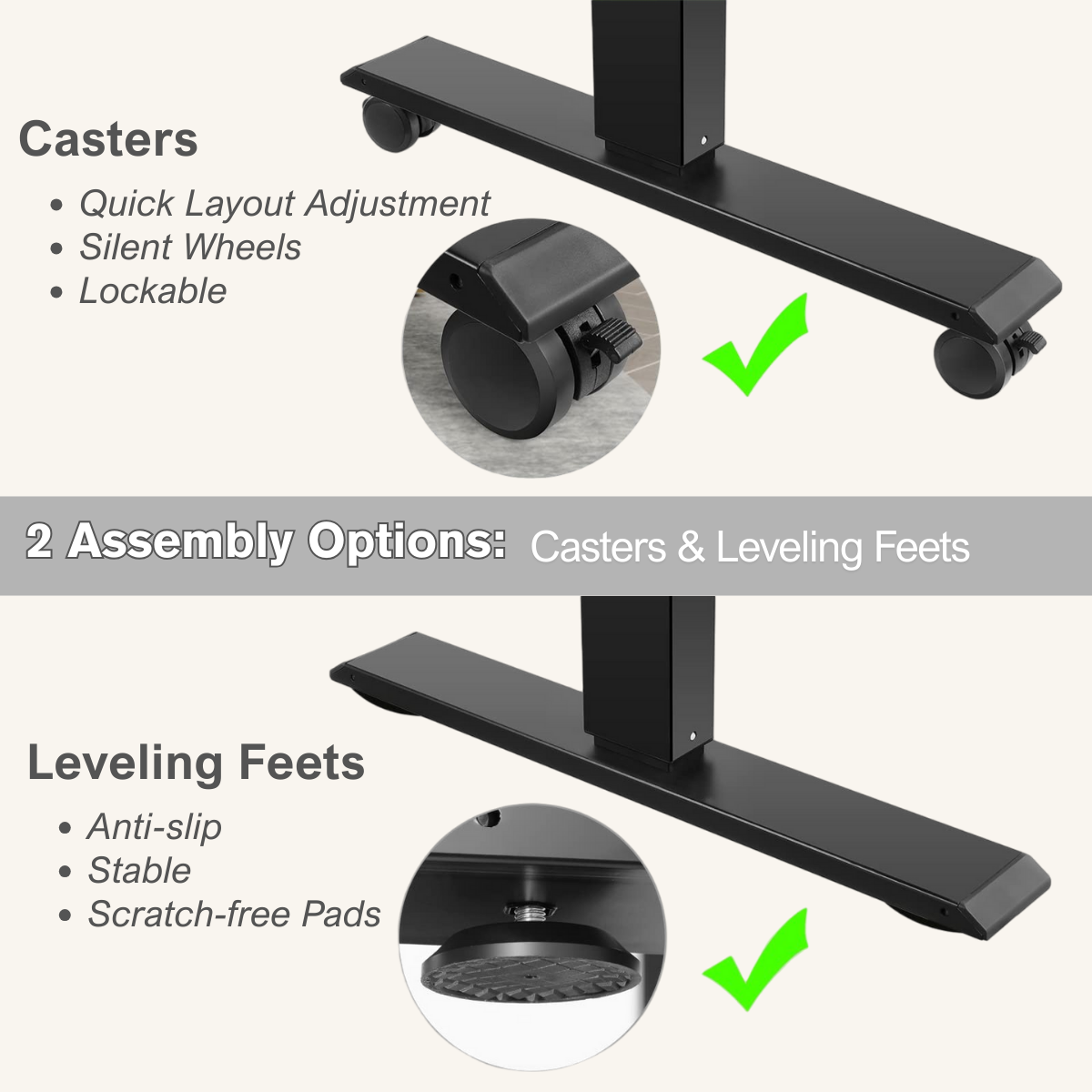 Legooin 70"W Ultra-Wide Electric Standing Desk with Power Strip, Rolling Gaming Desk with Height Adjustment 28"-46" for Home Office Gaming Room, Brown