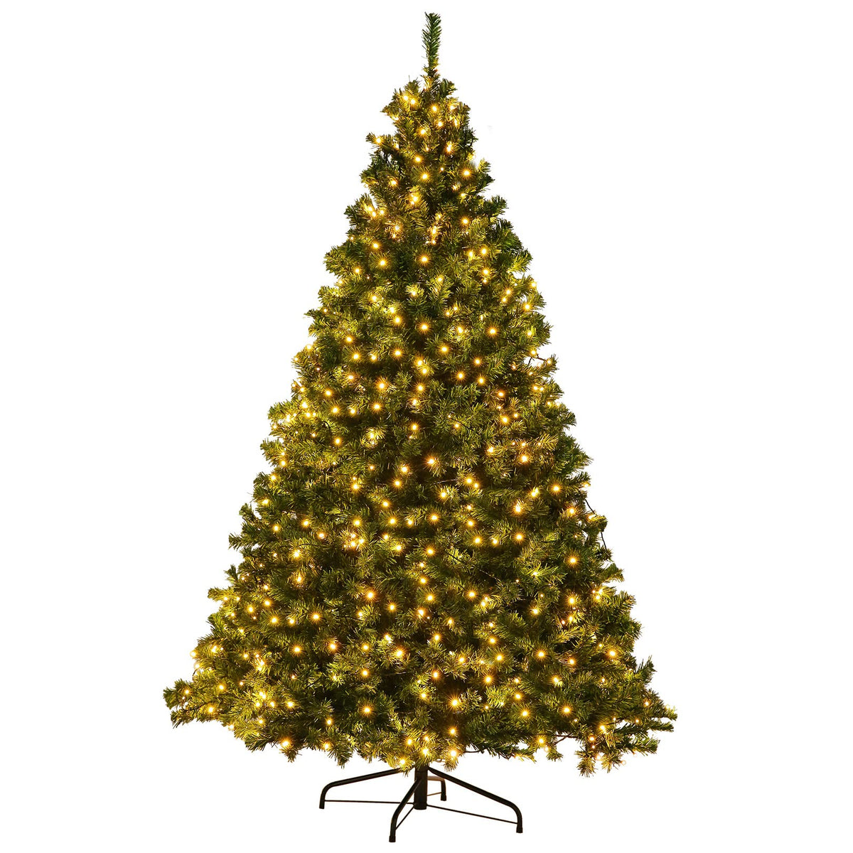 Legooin 6FT Prelit Christmas Tree with 800 PVC Tips+250 Warm White Lights, Hinged Artificial Xmas Tree with Metal Stand, Green