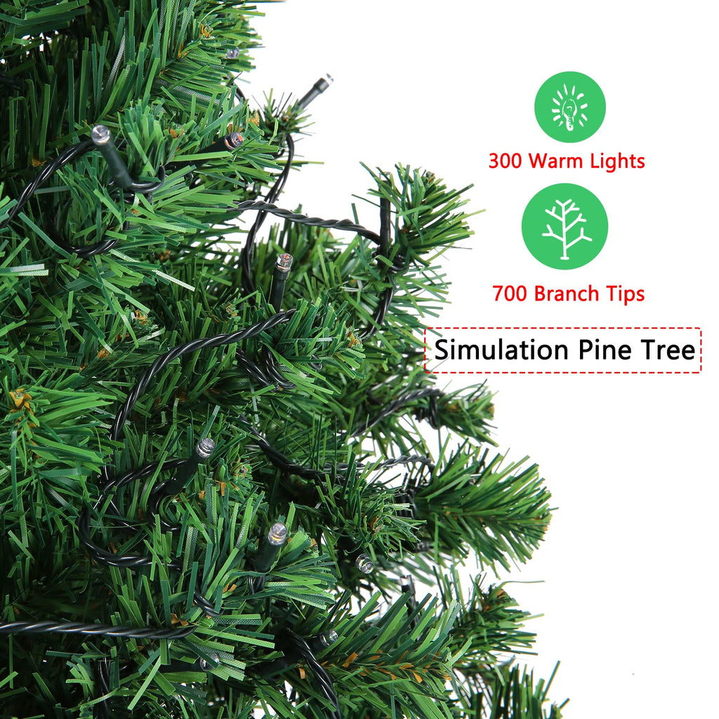 Legooin 6FT Prelit Christmas Tree with 800 PVC Tips+250 Warm White Lights, Hinged Artificial Xmas Tree with Metal Stand, Green