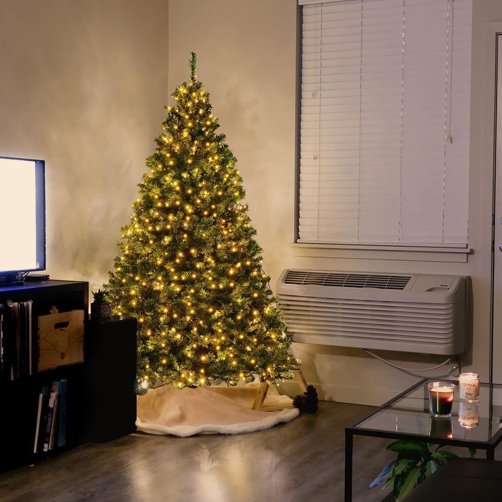 Legooin 6FT Prelit Christmas Tree with 800 PVC Tips+250 Warm White Lights, Hinged Artificial Xmas Tree with Metal Stand, Green