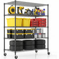Legooin 5-Tier Heavy Duty Storage Rack with Wheels Industrial Shelving Unit Wire Shelf for Garage Warehouse Pantry, 48"W x 24"D x 82"H, Black