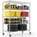 Legooin 24x48x82 inch Heavy Duty Garage Shelf Storage Rack with Wheels Metal Shelving Unit Organizer Rack for Residential and Industrial Use, Silver