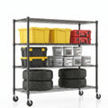 Legooin 48x18x72 inch Heavy Duty Wire Shelf on Wheels Garage Rack Shelving Unit Industrial Shelf Residential Storage 2000lbs Capacity, Black