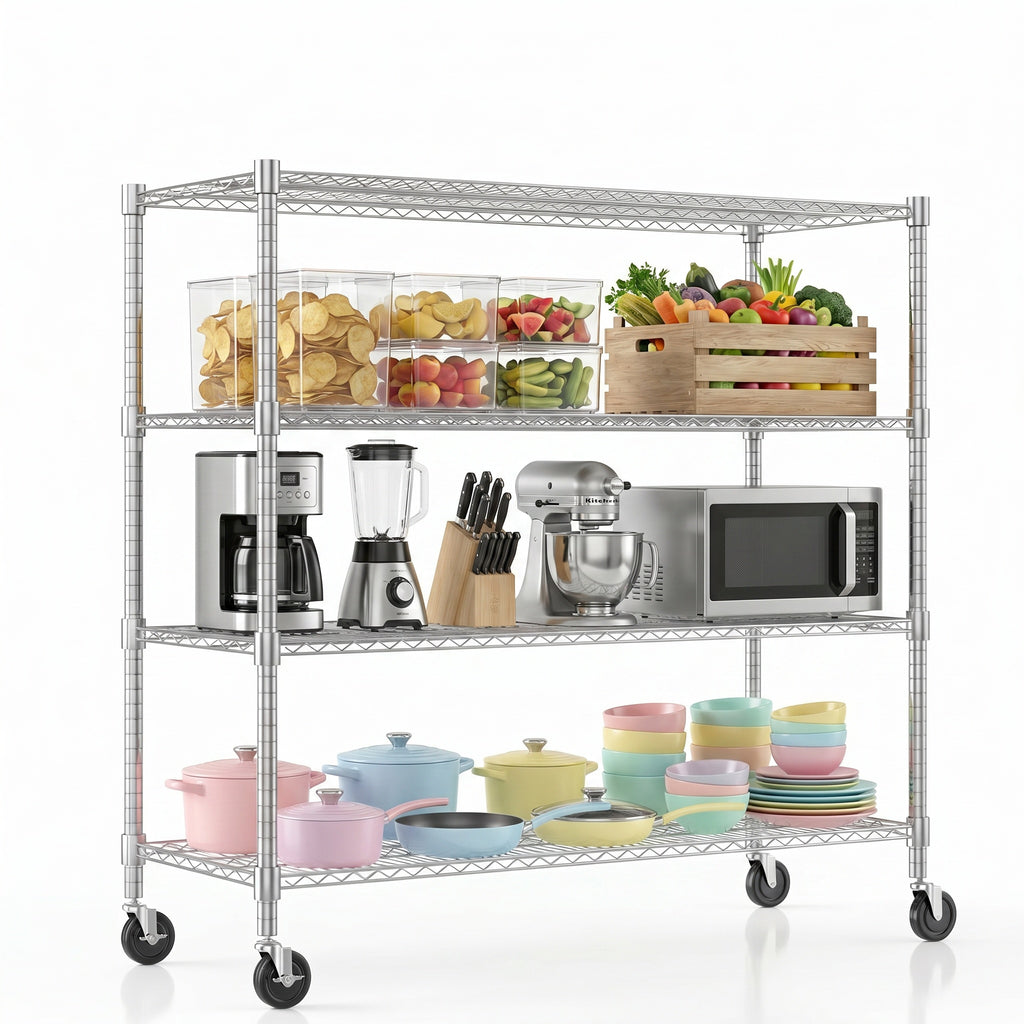 Legooin 18x48x72 in Heavy Duty Garage Wire Shelf Metal Storage Rack Industrial Shelving Unit Residential Storage for Warehouse Balcony, Silver
