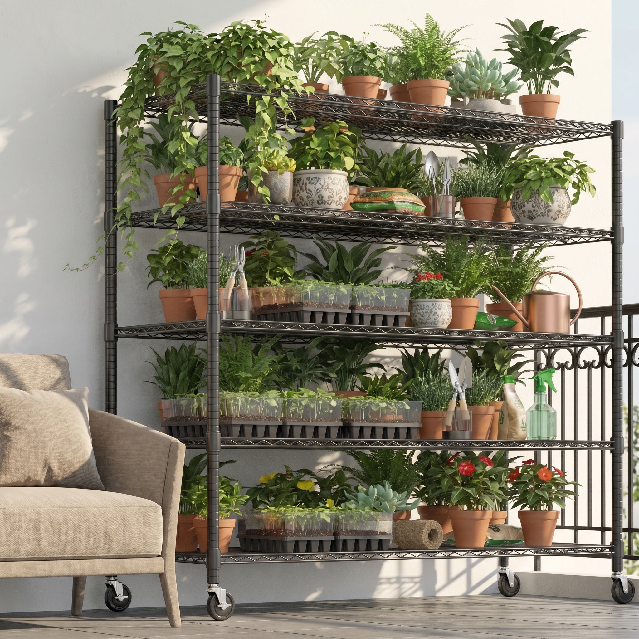 Legooin 60"W x 24"D x 82"H Wire Shelving Unit Heavy Duty Industrial Shelf for Garage Storage Metal Storage Rack for Warehouse Capacity 3250 lbs, Black