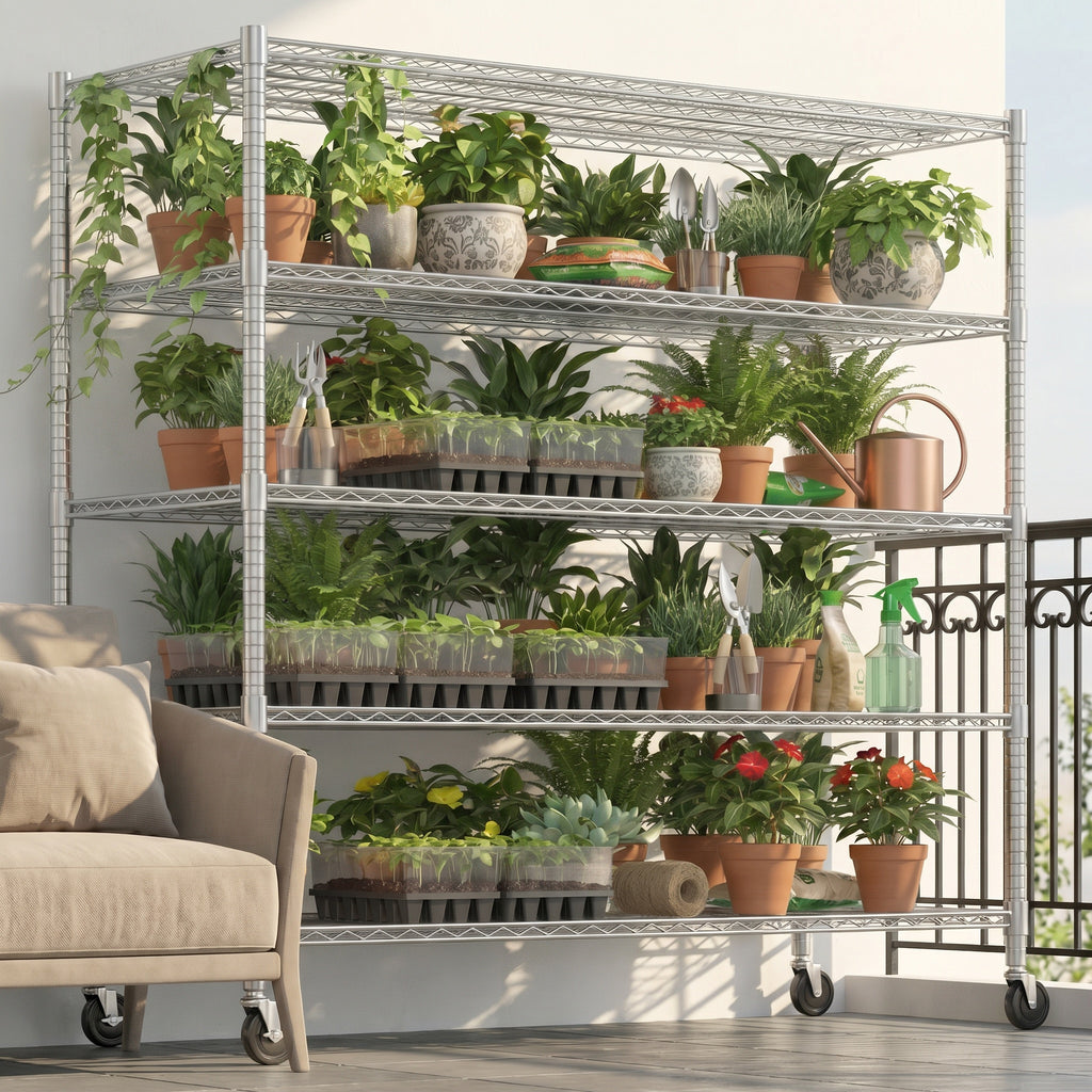 Legooin 24x60x82 inch Garage Shelving Unit 5-Tier Storage Rack Metal Rack Wire Shelf for Industrial Residential Use 3250 lbs Load Capacity, Silver