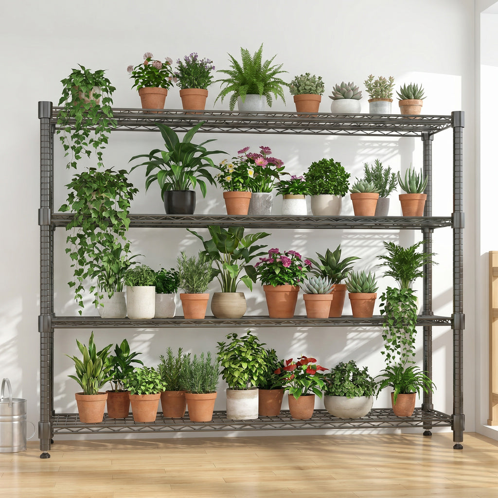 Legooin 60" x 24" x 72" Heavy Duty Garage Storage Shelf Rolling Wire Rack Height Adjustable Steel Shelves for Industrial Residential Use, Black