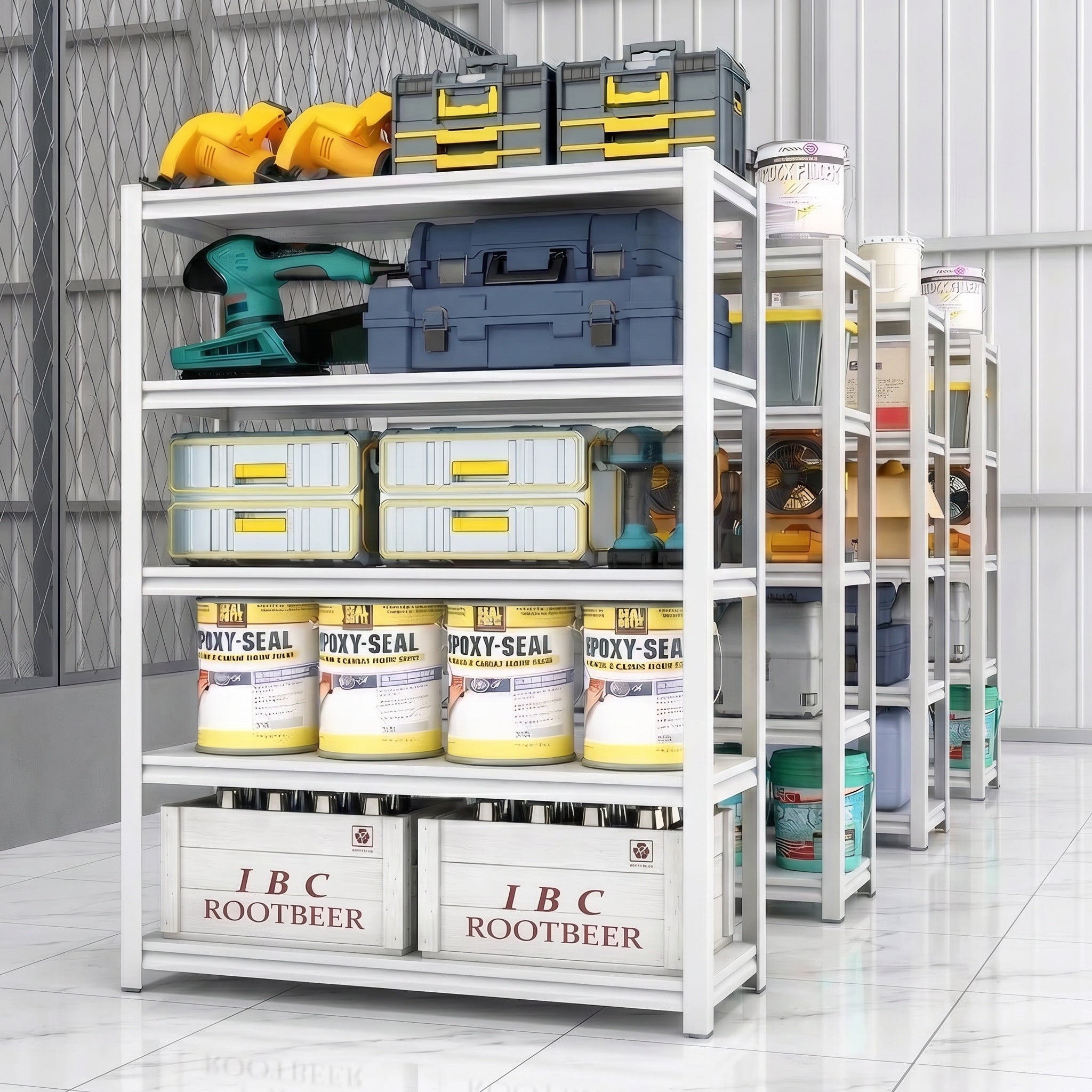 Legooin 36x16x72 inch Garage Storage Rack Heavy Duty Industrial Shelf Metal Shelving Unit Capacity for 1650 lbs for Pantry Warehouse Basement, White