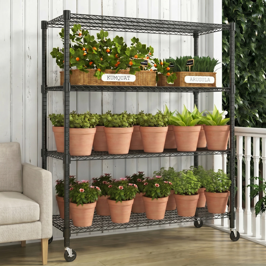 Legooin 48x24x72 inch Heavy Duty Wire Shelving Garage Shelf Storage Rack Industrial Residential Freestanding Shelf for Warehouse Pantry, Black