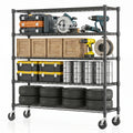 Legooin 5-Tier Heavy Duty Garage Storage Rack Rolling Shelving Unit with Wheels 18x60x82 inch Industrial Wire Shelves, Black