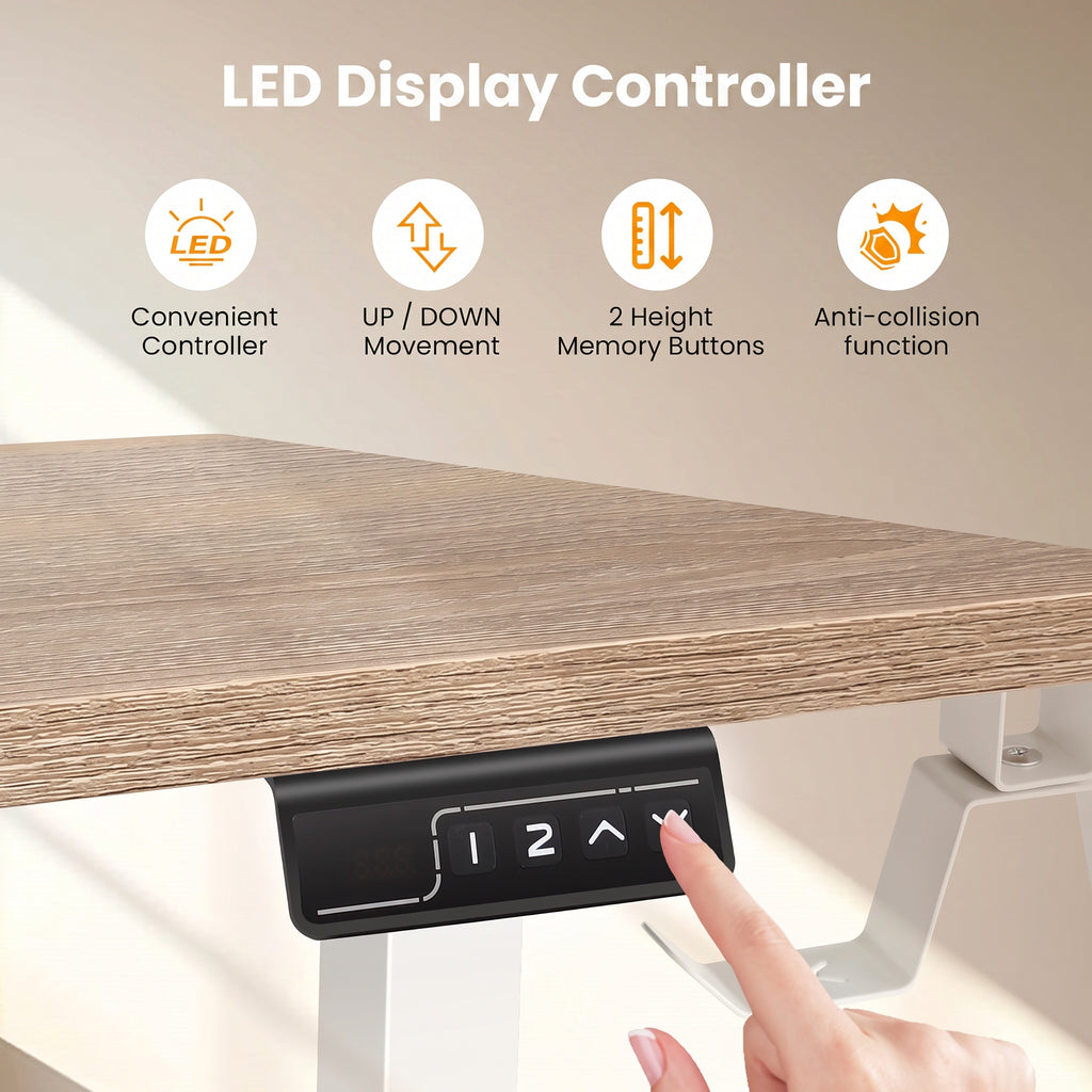 Legooin 63x55 inch L-Shaped Standing Desk Height Adjustable Sit-stand Desk Multi-Monitor Gaming Table Workstation for Home Office Oak