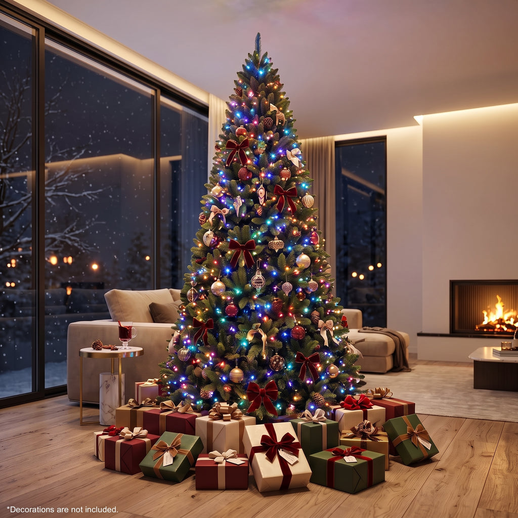 Legooin 9FT Pre-Lit Christmas Tree Artificial Tree with 2300 Branch Tips 600 Multicolor Lights Remote Control Realistic Xmas Tree for Indoor and Outdoor Décor, Green