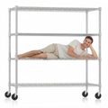 Legooin 24x60x72 inch Heavy-Duty Shelving for Garage Storage 4-Tier Industrial Shelf on Wheels Metal Storage Rack Capacity for 2600 lbs, Silver